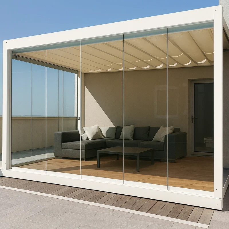 Glass Pergola {Frameless Glass Pergola]