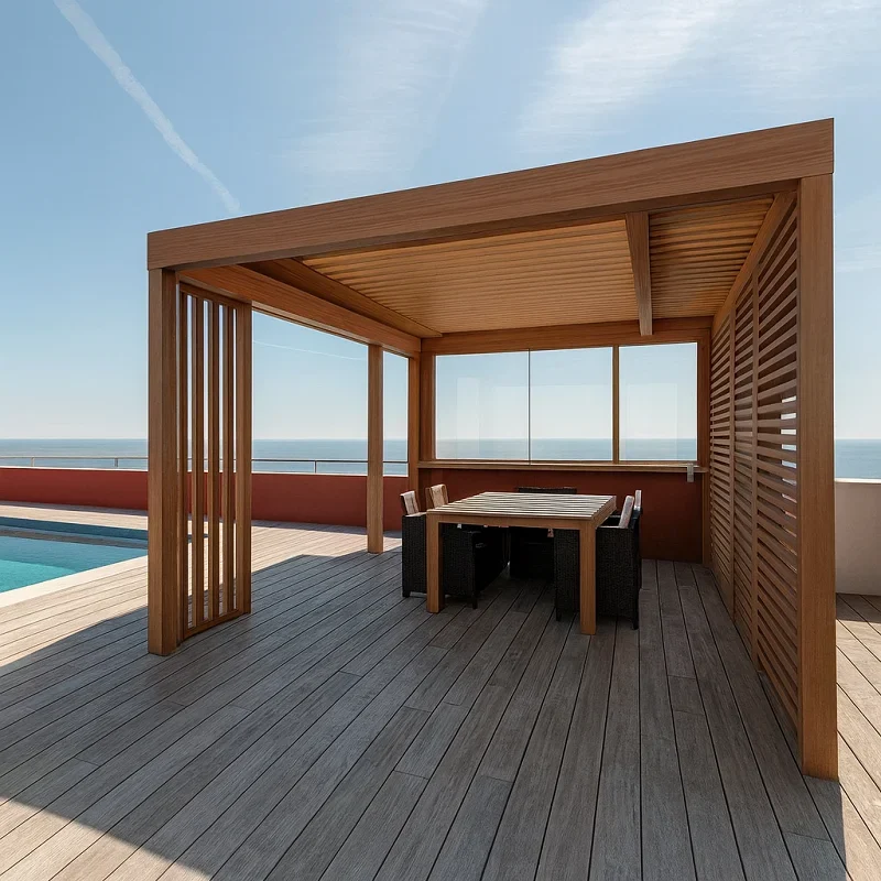 Glass Pergola {Wood Frame Glass Pergola]