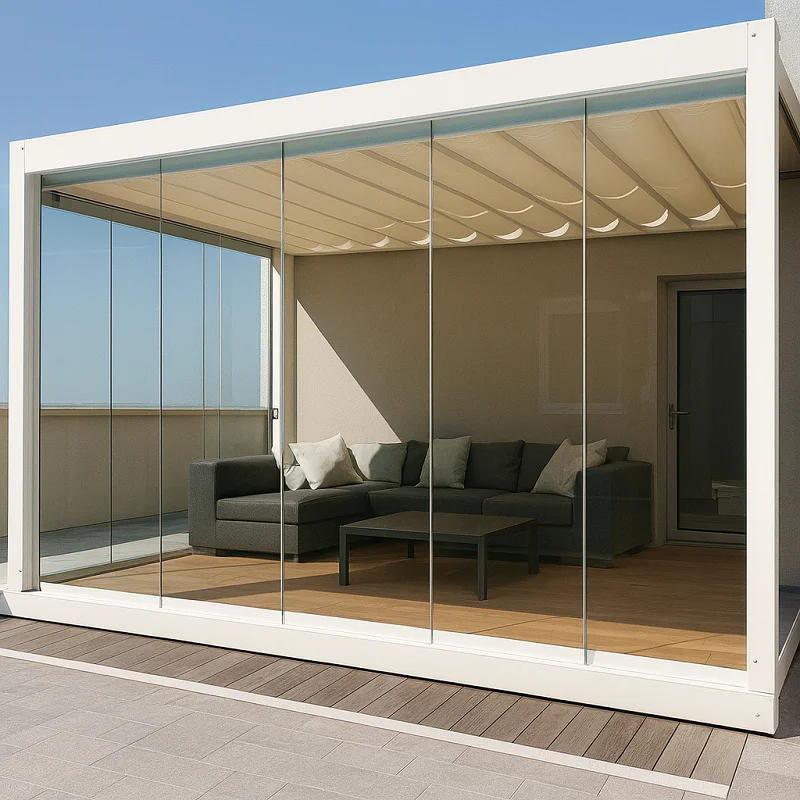 Glass Pergola {Frameless Glass Pergola]