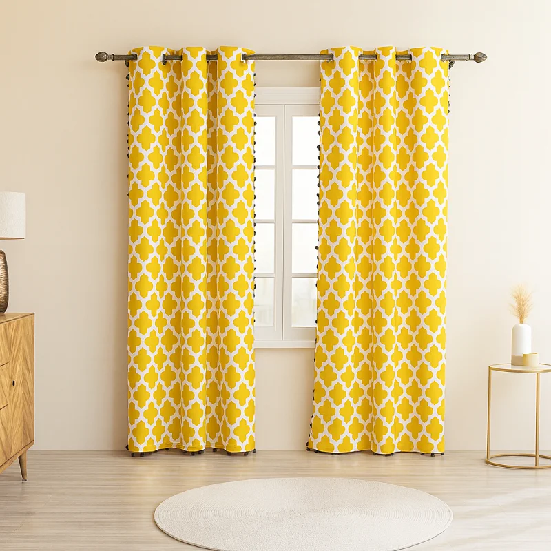 Yellow Printed Curtains