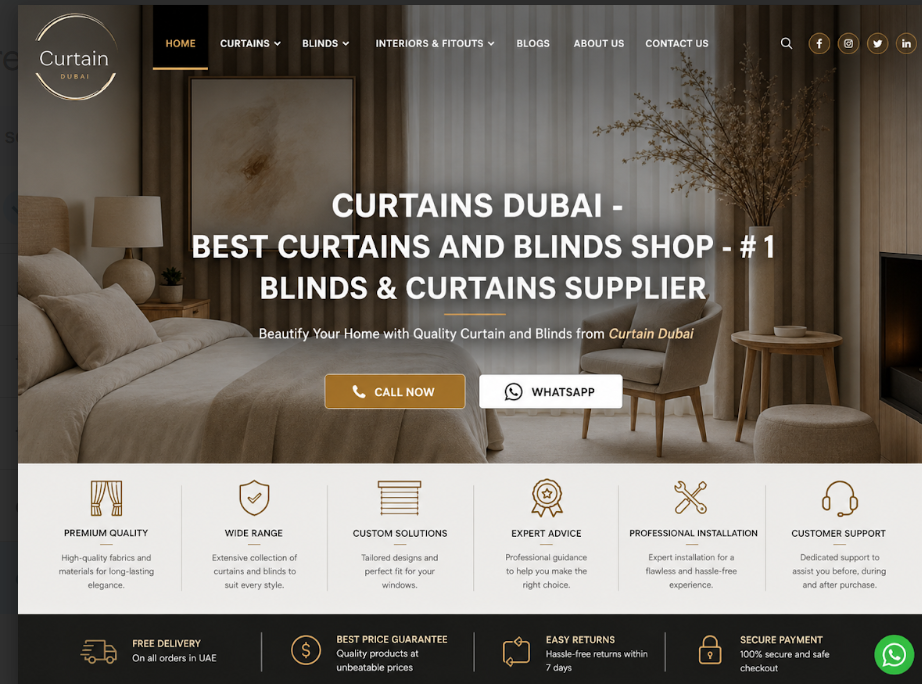 Best Curtains Companies in Dubai for High-End Interior Design 2026 curtaindubai